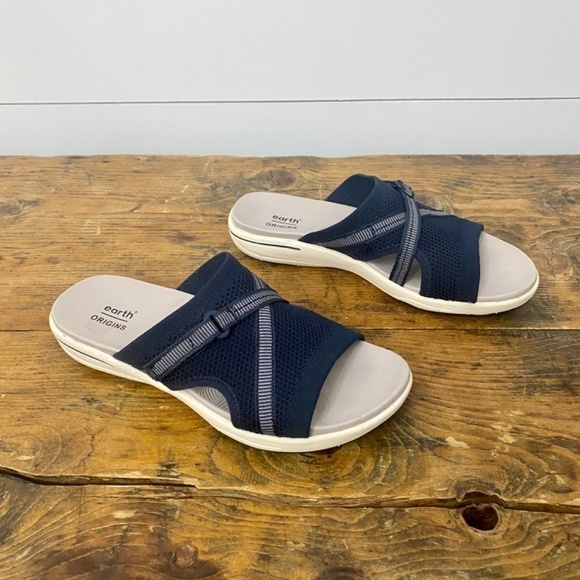 Earth Origins Navy Saru Cassidy Slip On Comfort Walking Sandals Slides Size 7 - Picture 2 of 9